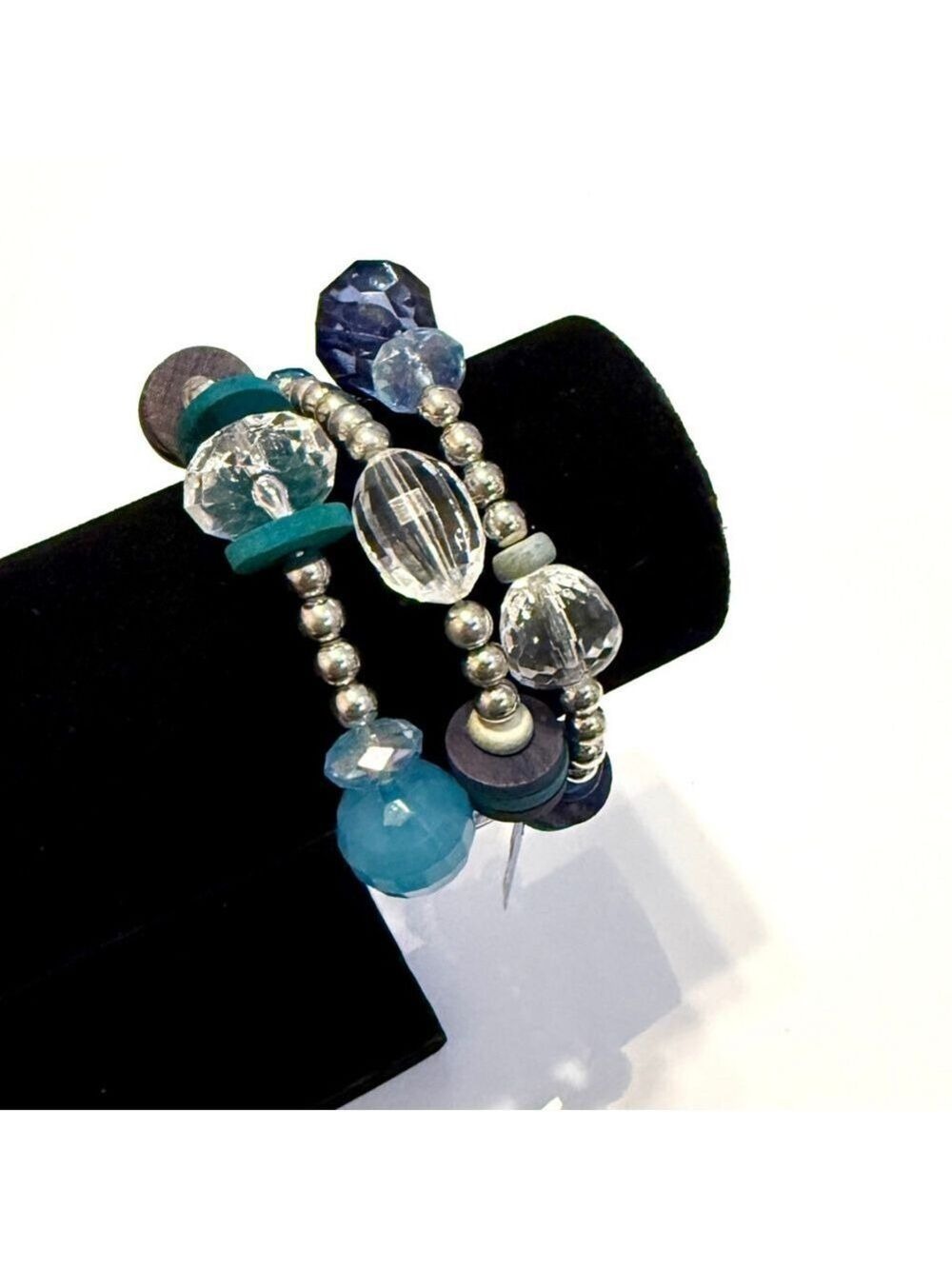 Chico's Blue Beaded Multi Strand Bracelet Set NWT